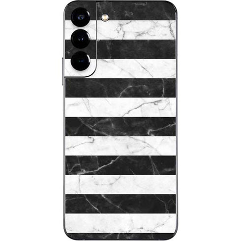 Black and White Striped Marble Galaxy S22 Plus Skin